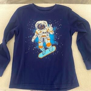 Boys BCG Small Graphic Astronaut Long Sleeve Shirt Blue Minor Flaw See Picture